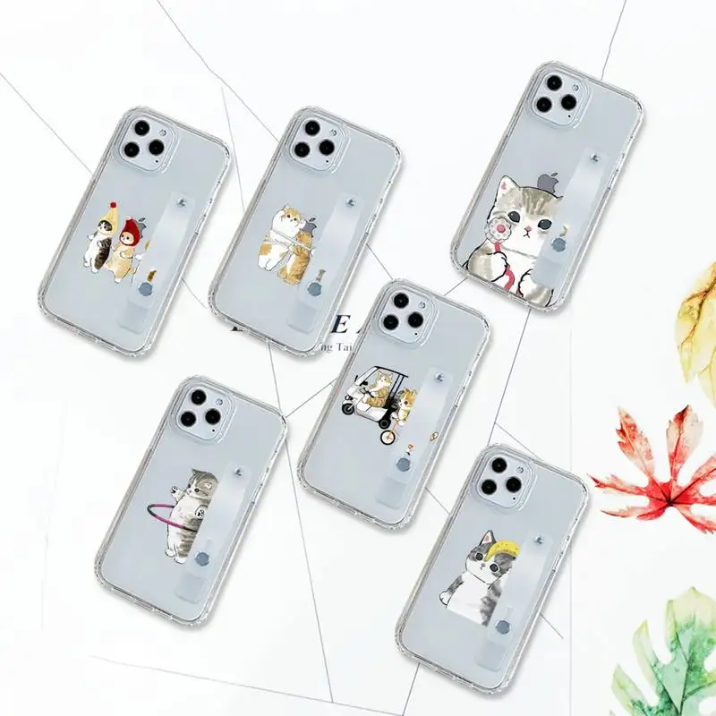 

Funny Cartoon Cat Animal Pattern Phone Case Transparent For iPhone 7 8 11 12 se 2020 mini pro X XS XR MAX Plus