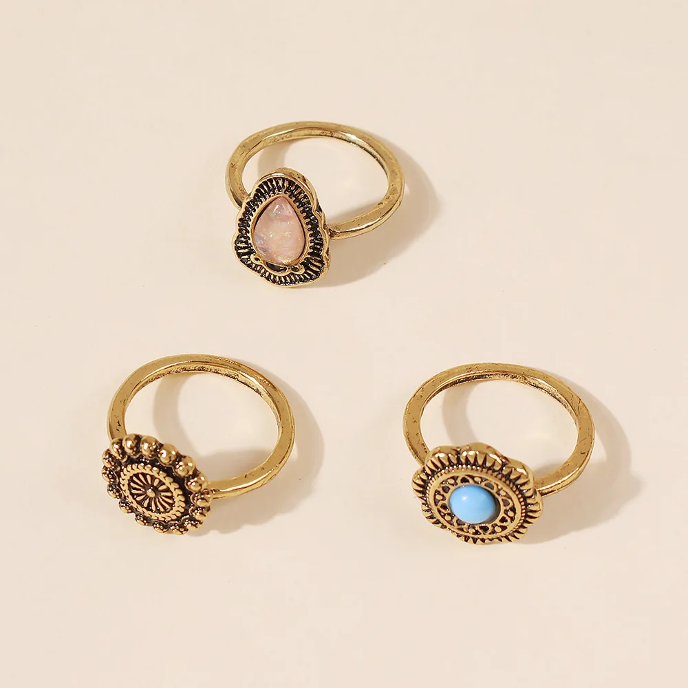

New woman niche retro ring Fashion personality set joint ring exquisite light luxury gift R0314