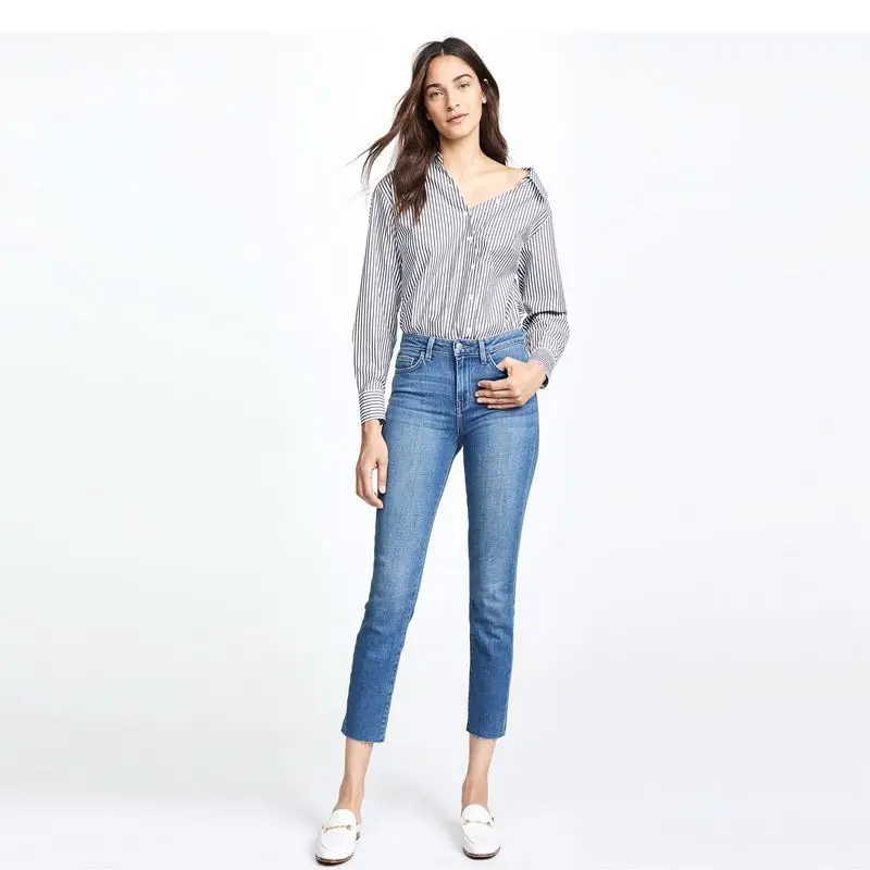 Женские винтажные джинсы с высокой талией Эластичные Обтягивающие бойфренды