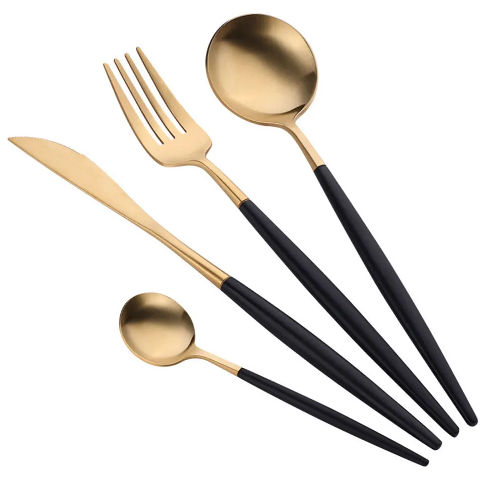 Набор португальских классических ножей/вилок/ложек серебристые розовые