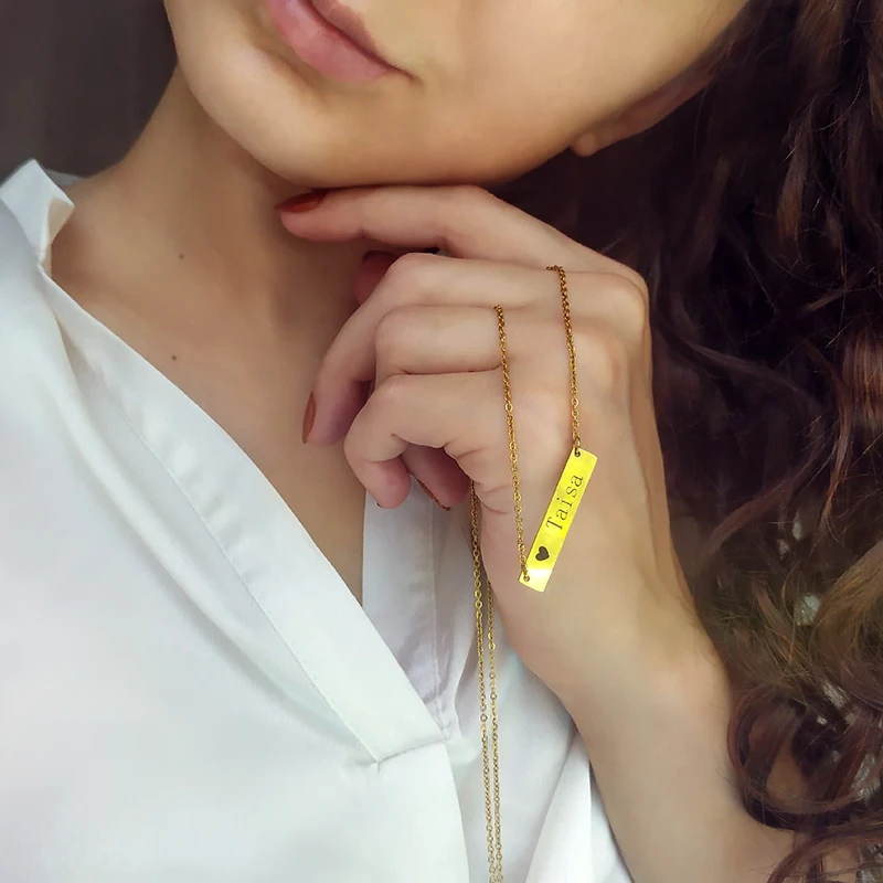 Кодовая гравировка персонализированная квадратная планка на заказ ожерелье из