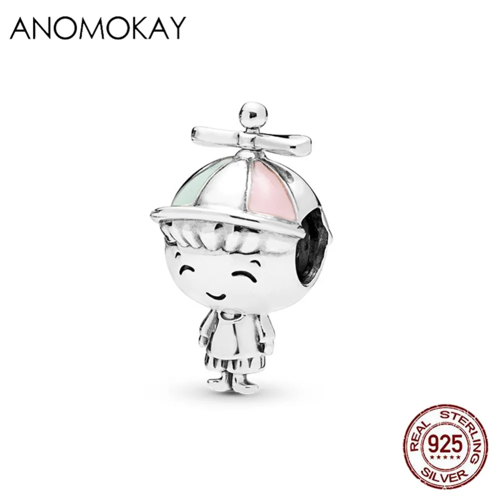 ANOMOKAY стерлингового серебра 925 Семья, очаровательный, подрходит к оригиналу Pandora, браслет, дедушка и бабушка для маленьких мальчиков и девочек Серебряные ювелирные изделия