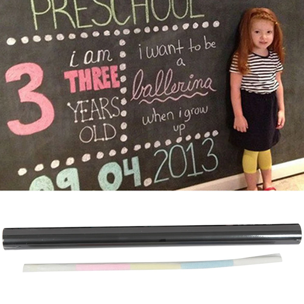 45x200cm Removable Reusable Self-adhesive Blackboard Chalkboard Wall Decal Sticker with 5 Chalks for Kids Learning Supplies | Канцтовары