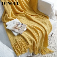 tongdi soft warm popular fashionable lace fringed knitting wool blanket pretty gift decor for girl all season handmade sleeping
