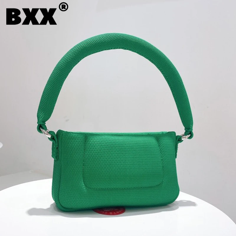 

[BXX] Женская Новая брендовая маленькая сумка-багет из губчатой сетки, универсальная сумка через плечо, модная зимняя 2021 GF1311