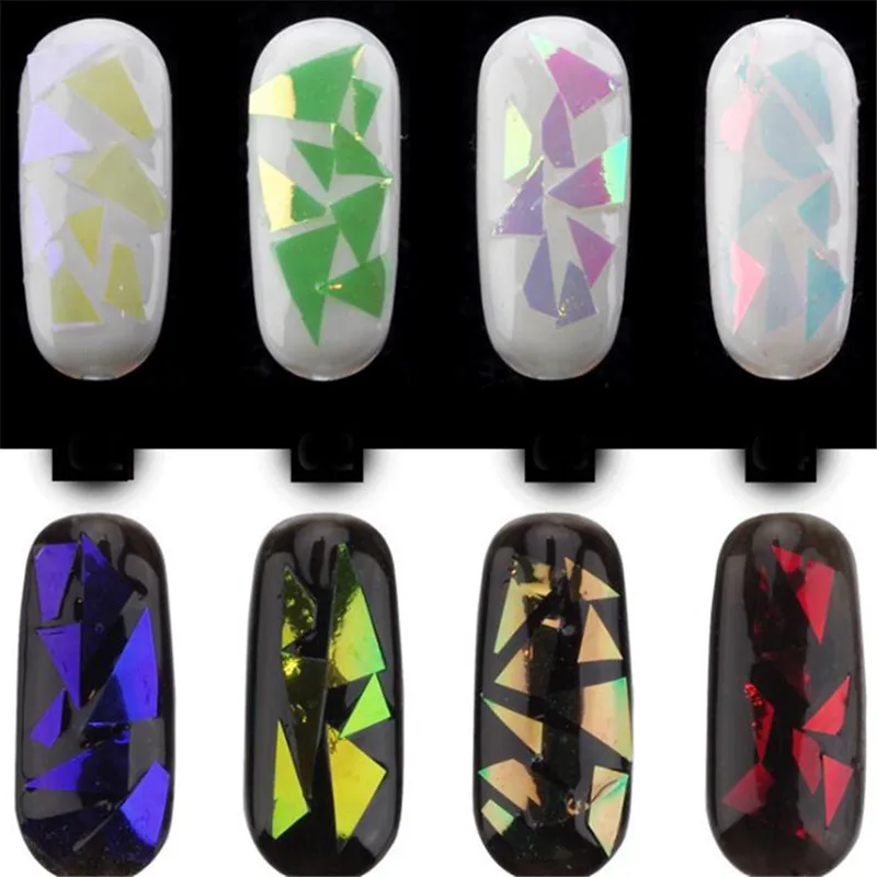 Модные наклейки для французского маникюра декоративные красочные стеклянные