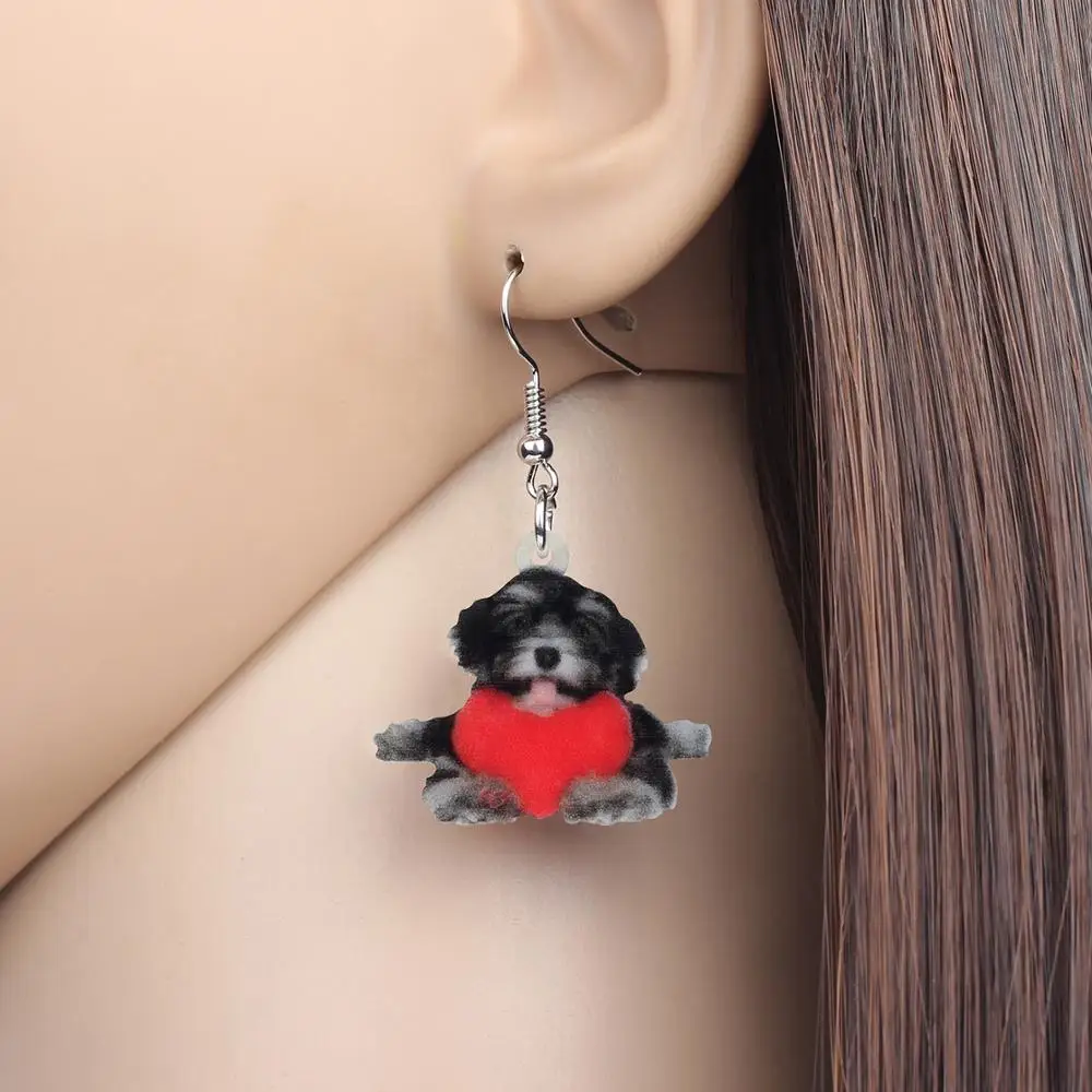 Bonsny акриловый День Святого Валентина Любовь шнаузер фото животное Висячие