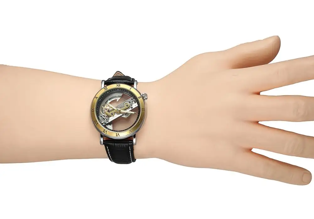 

2019 FORSINING New Fashion Luxury Top Brand Golden Bridge Skeleton Automatic Mechanical Stainless Steel Strap Men Wrist Watch