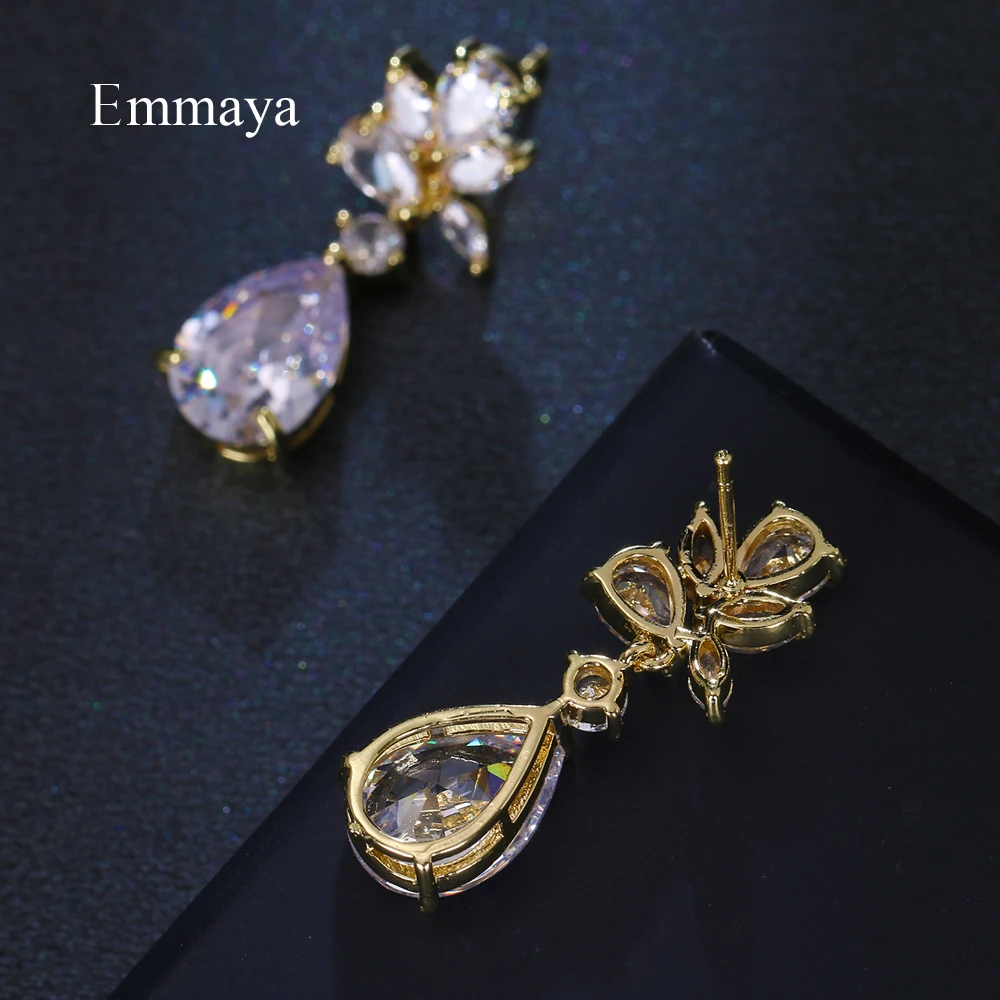 Женские модельные серьги капельки Emmaya изысканные трехцветные с кубическим