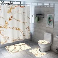 Non-slip Bathroom Carpet Rug Bath Mat Flannel Shower Curtain Set Shower Room Absorbent Toilet Mat and Anti-slip Floor Carpet Set