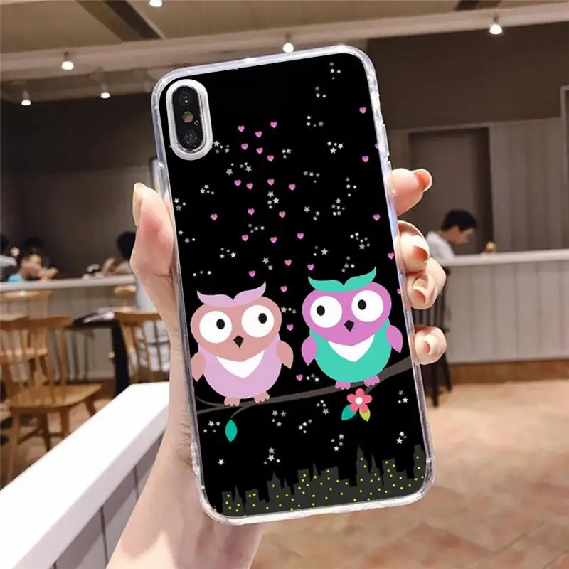 

owl cartoon cute animal Phone Case Transparent soft For iphone 5 5s 5c se 6 6s 7 8 11 12 plus mini x xs xr pro max