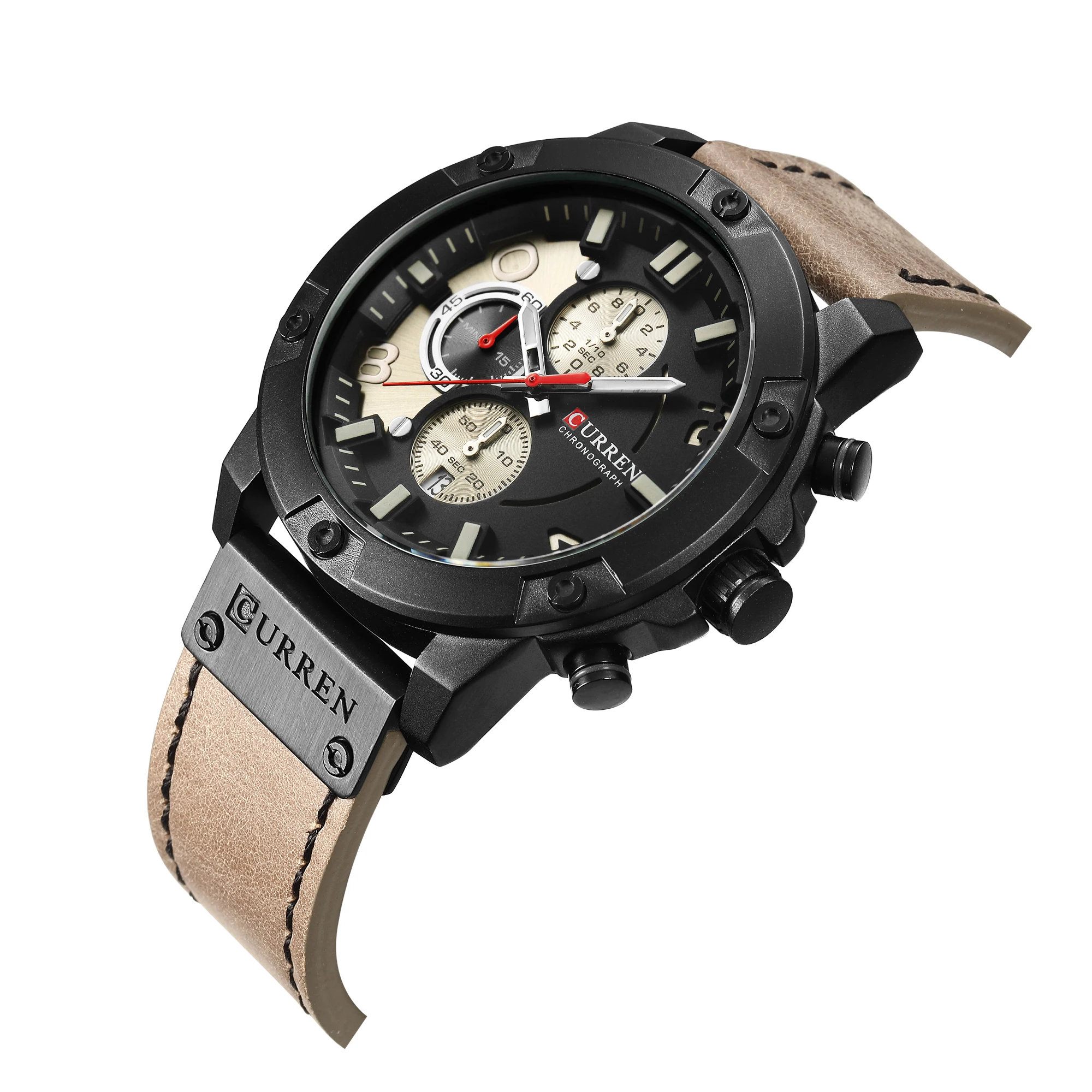 

CURREN Relógios Masculino Leather Strap 2019 Design Men Military Watch Quartz Sport Watches Waterproof Unique Hardlex Clock
