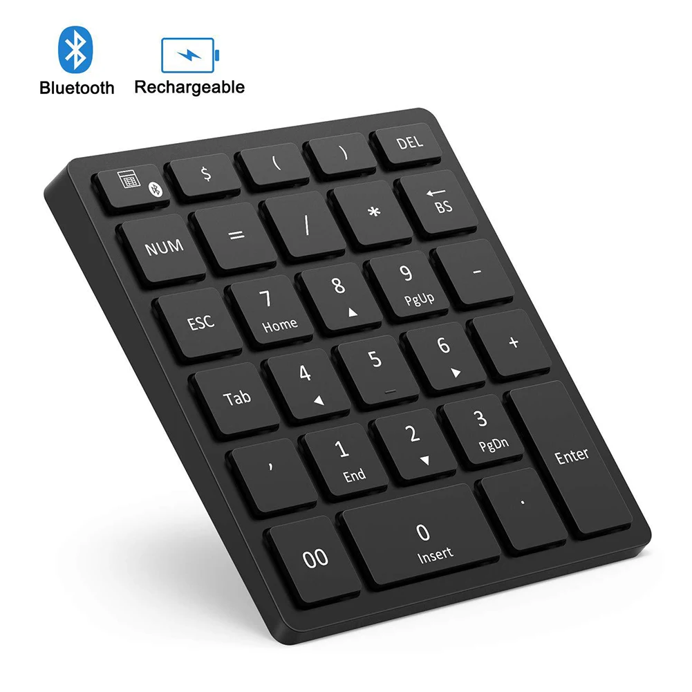 Multiple Shortcut Numeric Keyboard PC Tablet Laptop Smartphone Rechargeable Portable Desktop Wireless Bluetooth 28 Key Led |