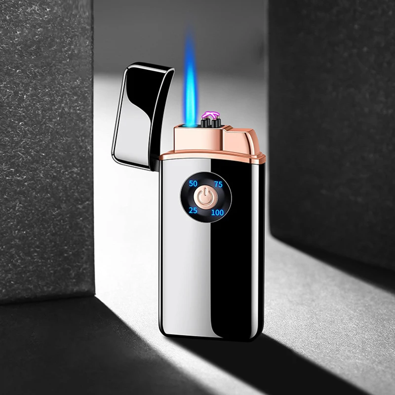 

New Product Gas-electricity Lighter Creative Charging Induction Switch Metal Windproof Straight Into The Blue Fmalr Lighter
