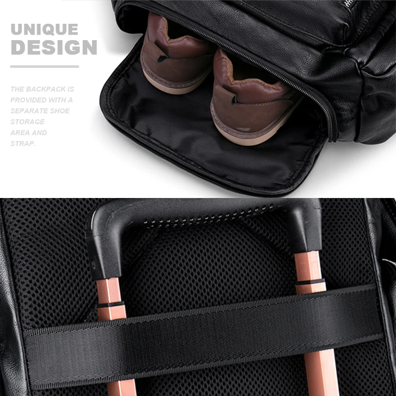 Рюкзак для путешествий мужской из искусственной кожи водонепроницаемый с