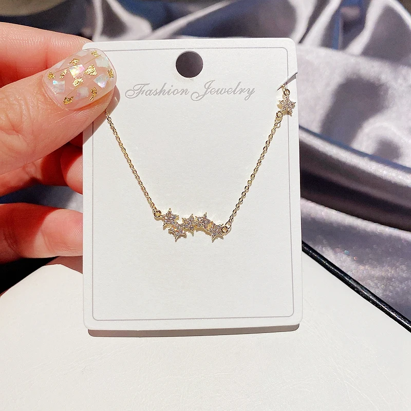 MIGGA 2021 New Micro Paved Cubic Zircon Star Necklace Gold Color Plated Women Clavicle Chain Jewelry | Украшения и аксессуары