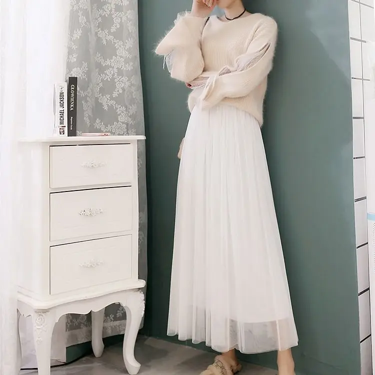 Модная новинка весенне-Летняя женская шифоновая юбка однотонные юбки Женская