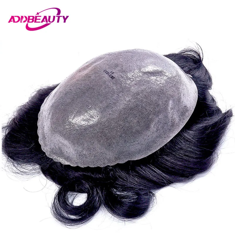 

SKIN Men Toupee Thin Skin PU 0.06cm-0.08cm Indian Human Remy Hair Wig High Quality Men's Hairpiece Hair System Natural Color