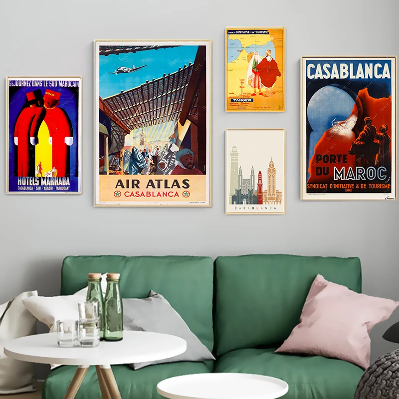 Марокканский Танжер Касабланка путешествия холст картины винтажные крафт