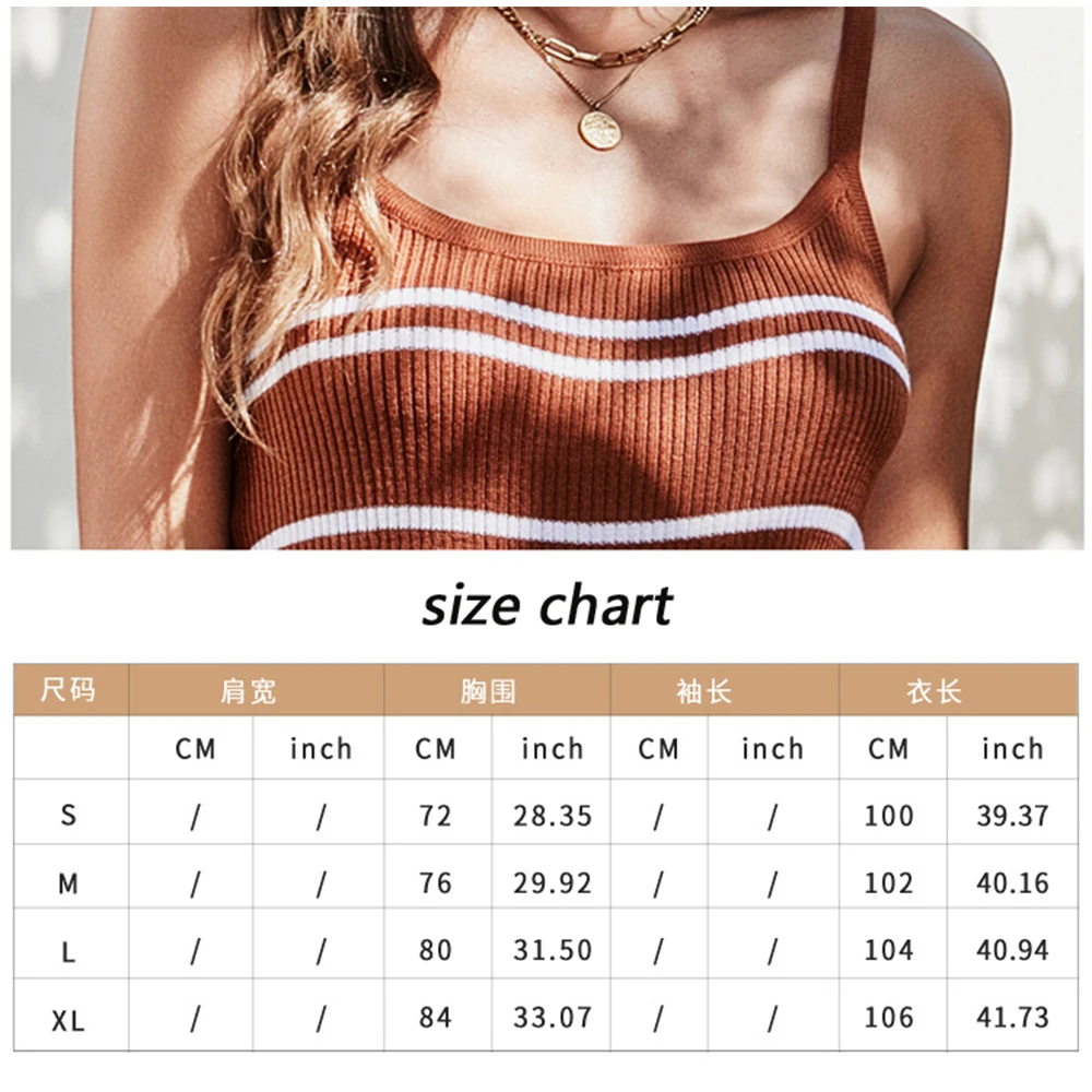 

Women's Stripe Sundress Sleeveless Knitted Spaghetti Strap Midi Dress Bodycon Summer Casual Tank Dresses