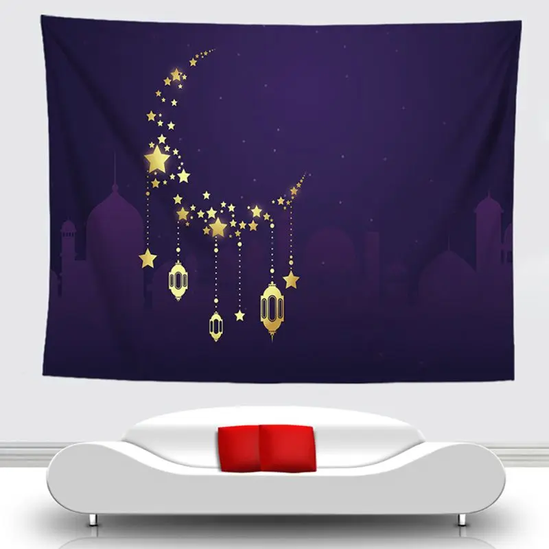 

150*130cm Eid Mubarak Decor Printed Background Wall Tapestry Hanging Cloth Ramadan Kareem Islamic Muslim Party Wall Cover