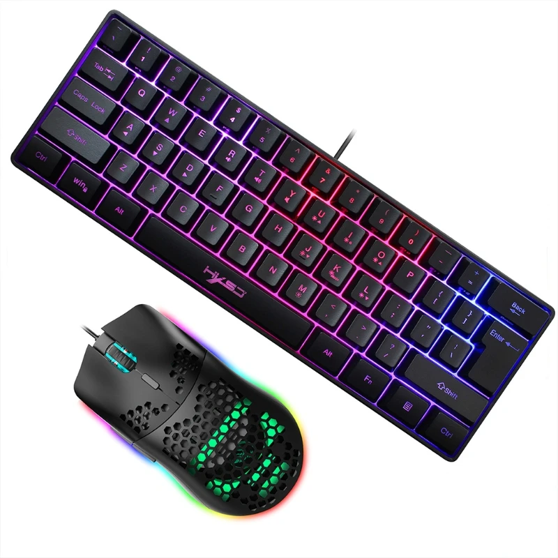 

R9JA Mechanical Wired Keyboard Mouse Combo Compact Ergonomic Suspended 2-color Keycap for Windows Computer Desktop 6400dpi