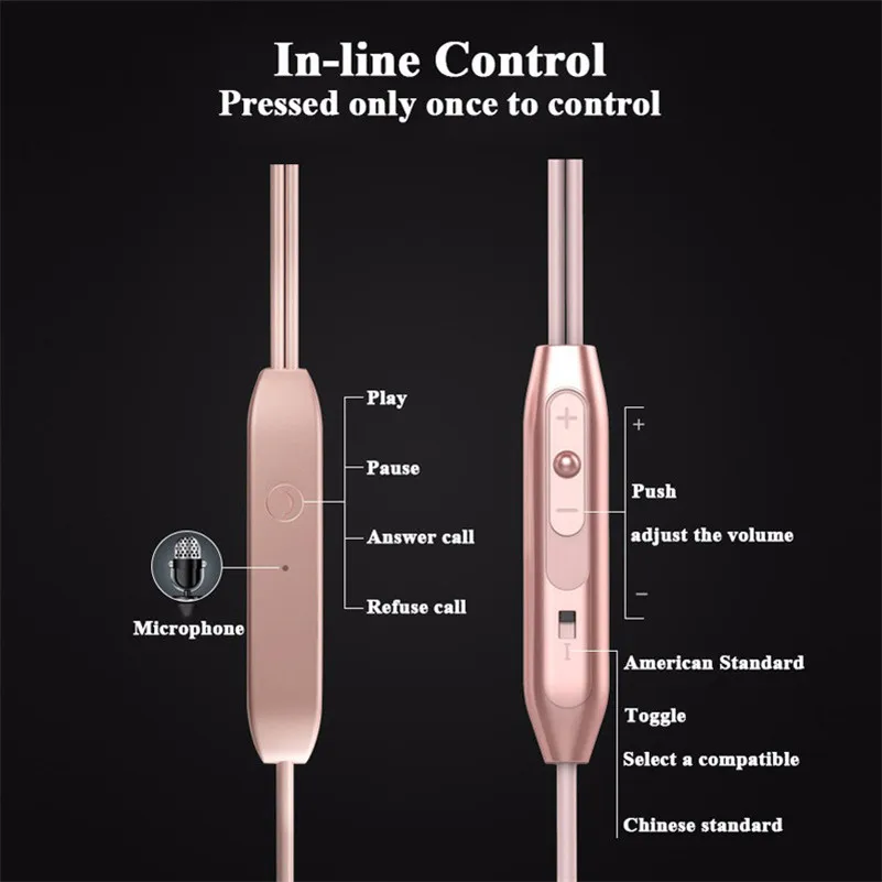 Проводные наушники магнитные металлические тяжелый бас звук анти-пот Спортивная