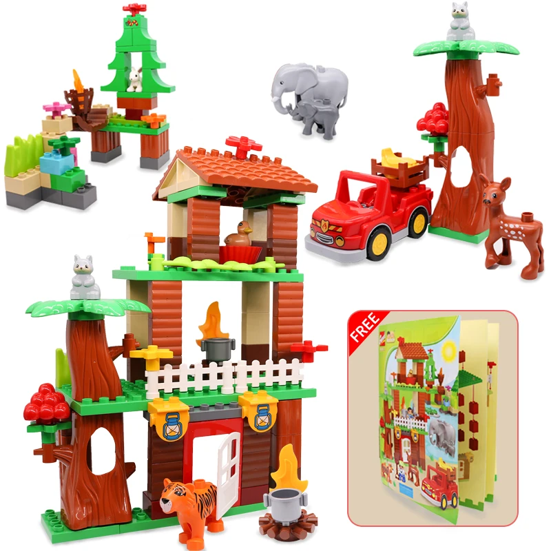 DIY джунгли Приключения строительные блоки большой размер сборные кирпичи дети