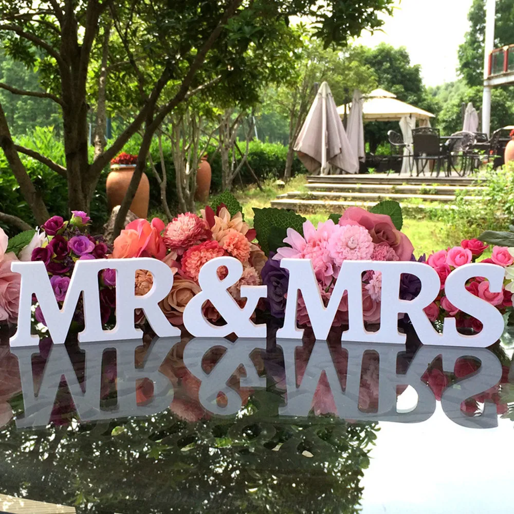Деревянный буквенный орнамент Mr & Mrs украшение для свадебного стола Подарок на