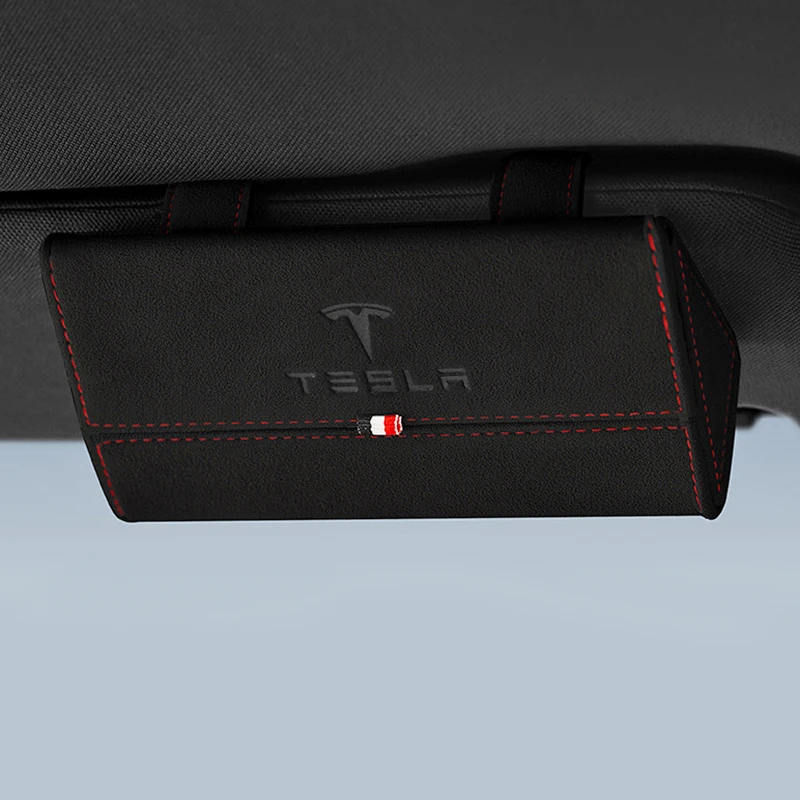 

Автомобильный солнцезащитный козырек Чехол для очков держатель зажим многофункциональный кожаный Органайзер коробка для Tesla модель 3 S X Y Л...