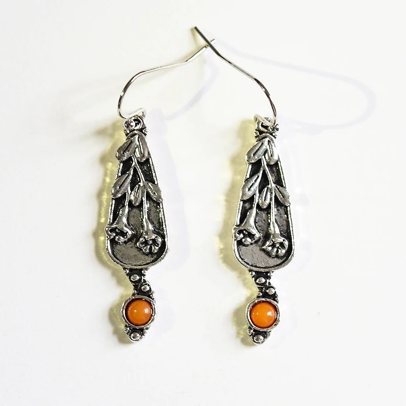 Изысканные Серьги-Подвески ручной работы с резными листьями винограда цветком