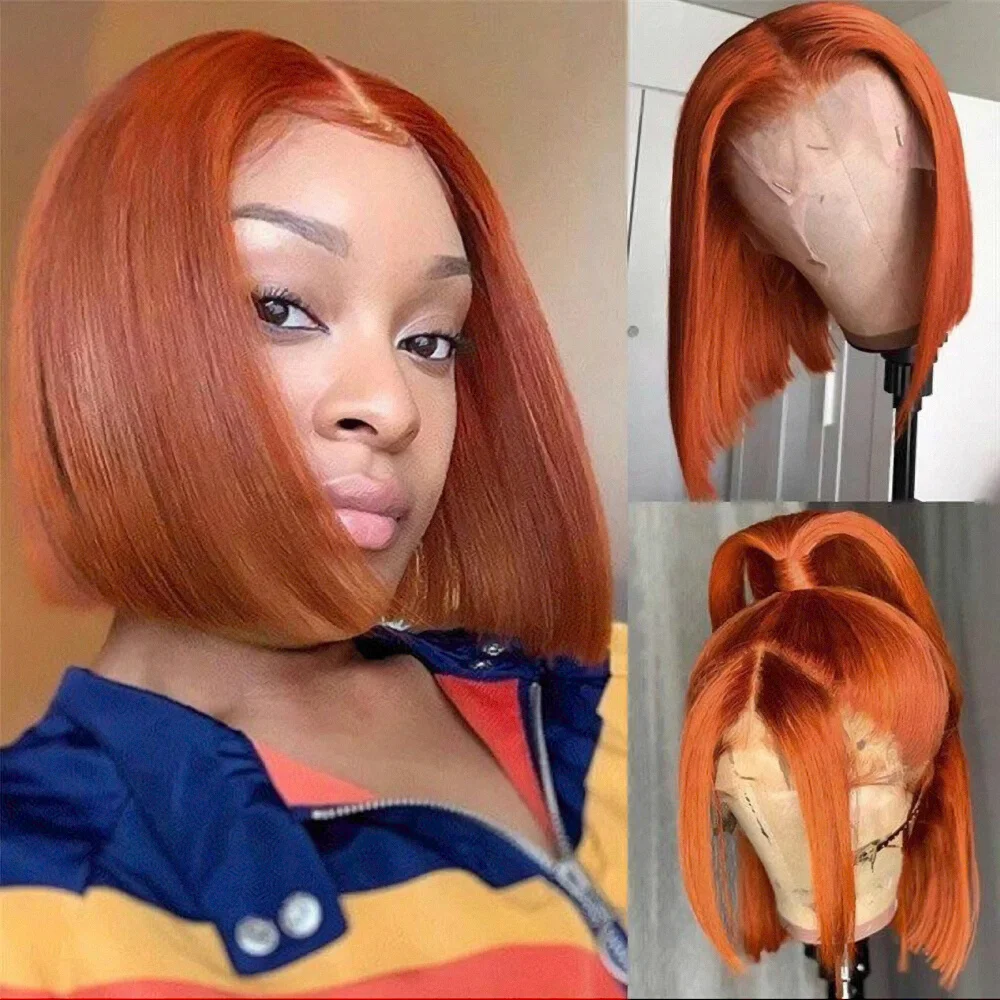 

13X6 Pre Plucked Transparent Lace Front Wigs Human Hair for Women Blue Red Brown Colored Glueless Remy Brazilian Short Bob Wigs