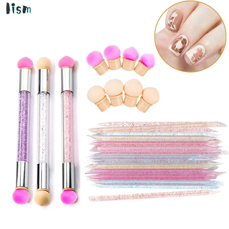 

Double-headed Gradient Brushes 50/100Pcs Crystal Stick Double End Nail Art Cuticle Pusher For Ombre Gradient Nails Manicure Tool