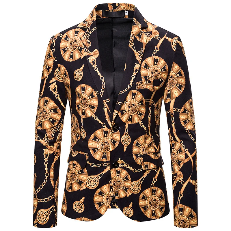 Американский размер мужские блейзеры пиджак с принтом приталенный Блейзер