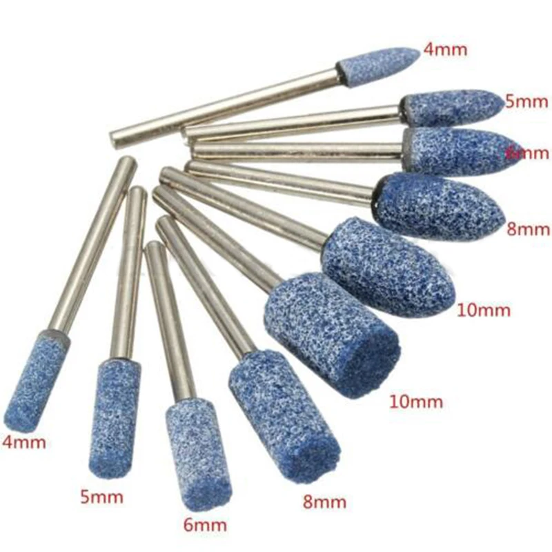 

10pcs Stone Grinding Wheel Rotary Tool Polishing Drill Bit Head Kit 1/8 Shank
