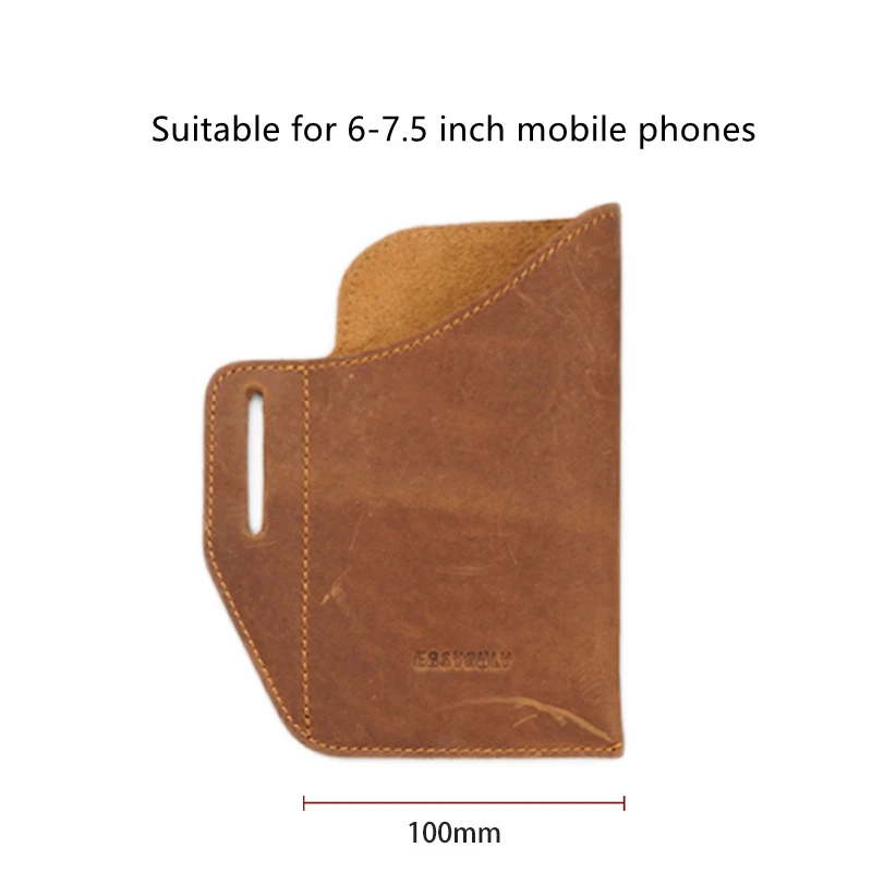 Fanny Waist Bag Men Genuine Leather Belt Bum Leg Hip Packs for Men 6-7.5inch Cell Phone Cigarette Lighter Box Case Outdoor Pouch