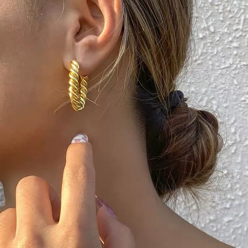 

Golden Earrings Stainless Steel Circle Simple Fashion Women's Daily Party Wedding Jewelry Accessories Gift Trend