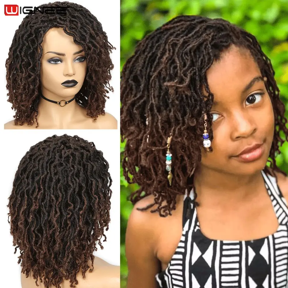 Wignee короткие черные синтетические парики искусственные locs дредлоки для
