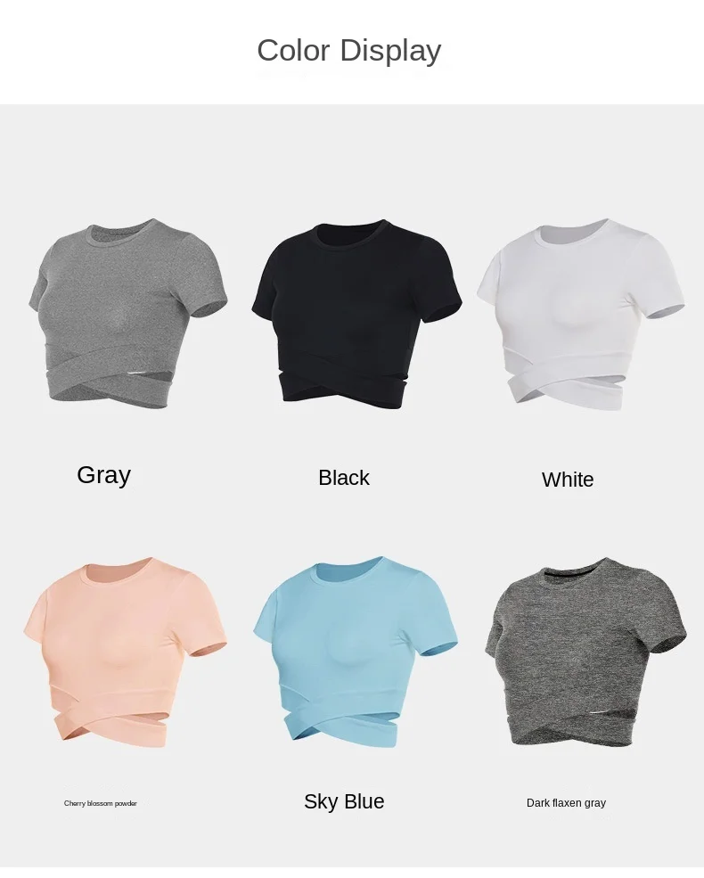 

2021 Summer New Tight Yoga Shirts Women Short Sleeve Crop Gym Tops Fitness Running Workout Sport T-Shirts Sports Wear