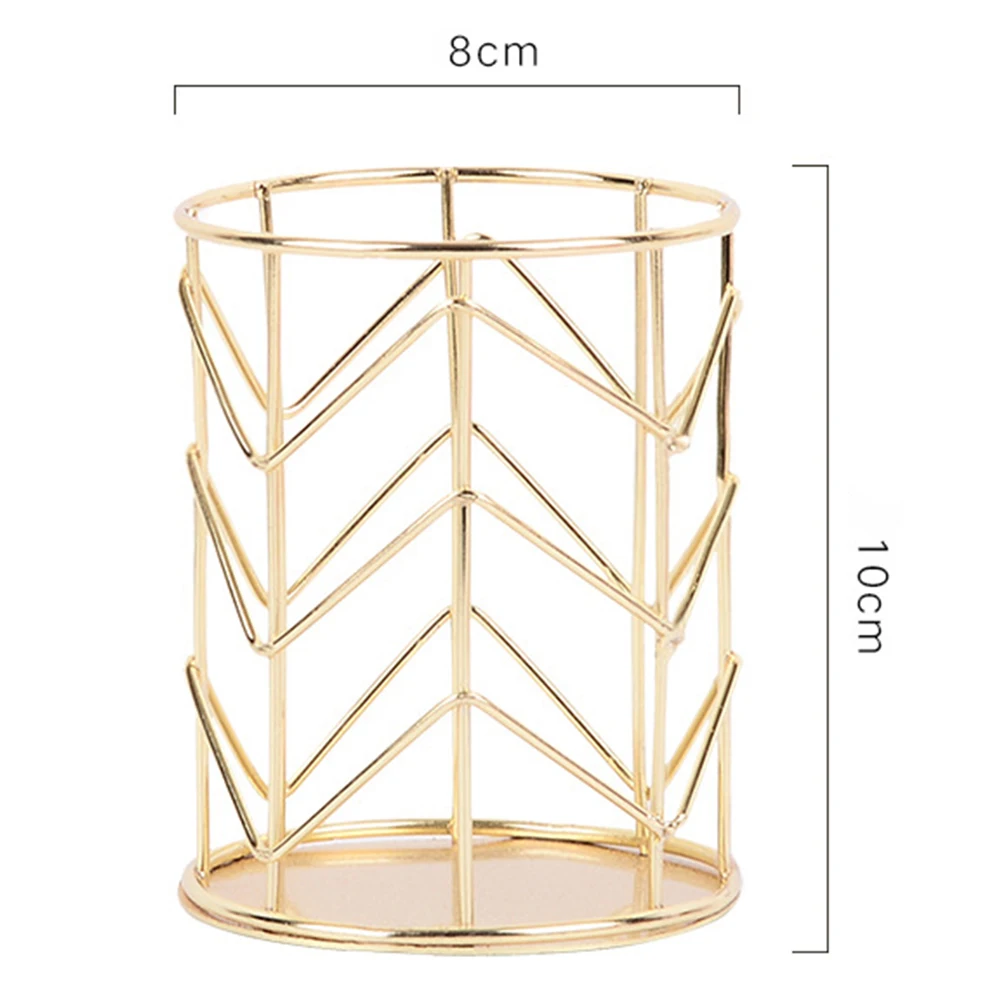 

Makeup Storage Basket Rose Gold Iron Art Nordic Cup Cylindrical Case Lipstick Brush Pen Holder Organizer Office Desk Decor
