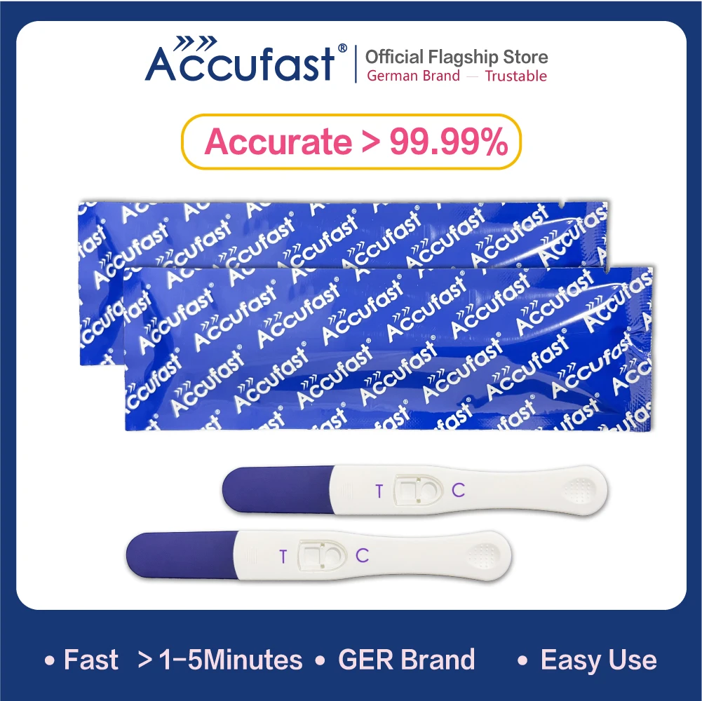 

ACCUFAST 10MIU 2Pcs Pregnancy Test HCG Midstream For Women Over 99.99% Accuracy One Step Fast Early HCG Pregnancy Test Stick