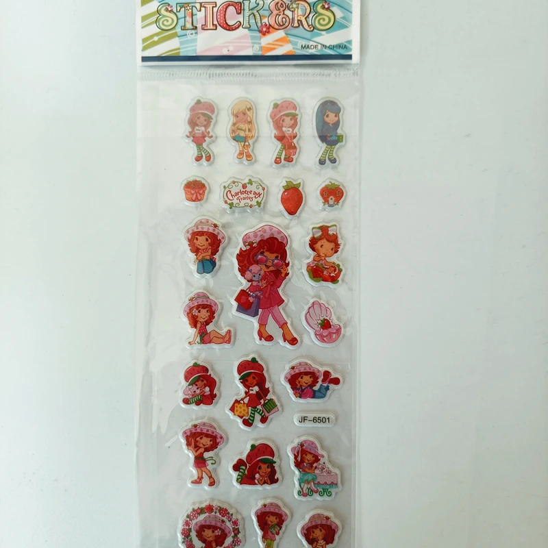 Pegatina para ordenador port&aacute;til con dise&ntilde;o de fresa para ni&ntilde;as, libro de recortes de espuma, bricolaje, Kawaii, decoraci&oacute;n de diario, juguetes de burbujas, 6 uds.-5