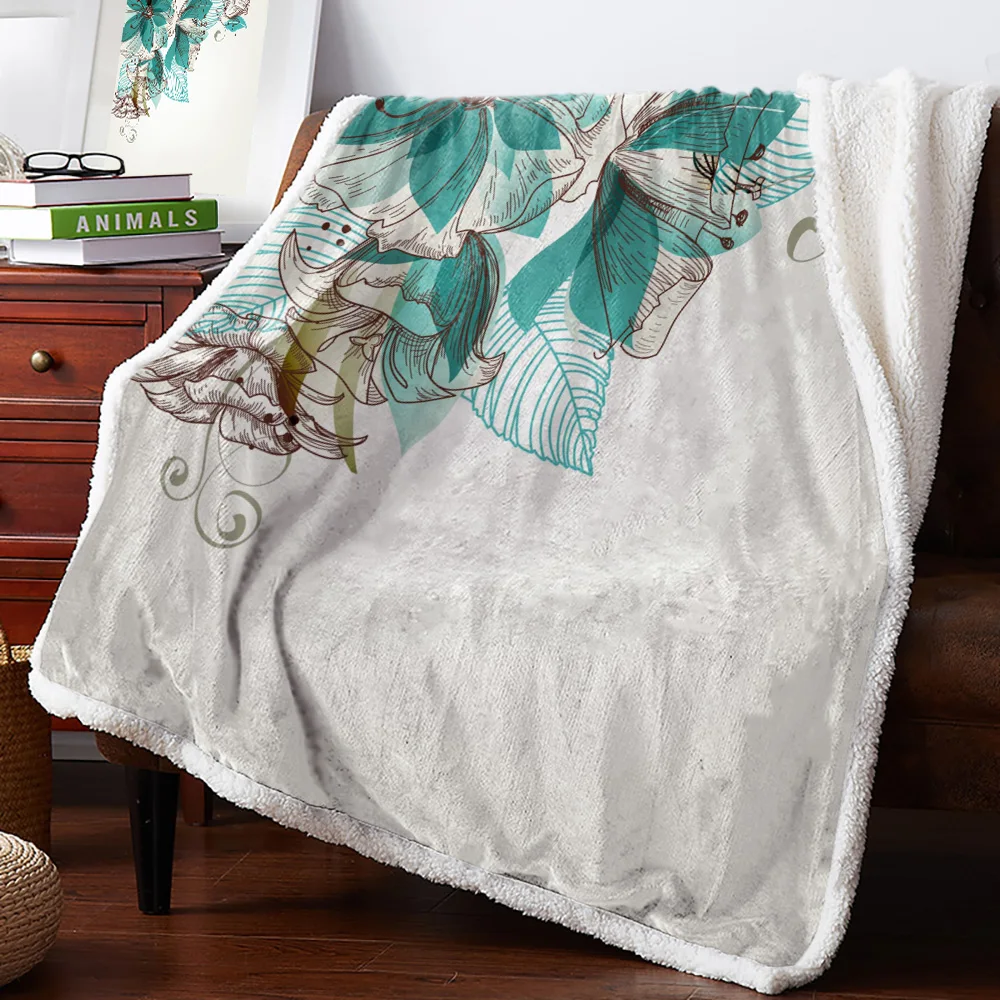 Цветение цветов бирюзовые растения розы одеяло Цветочный флис для детей Девочка