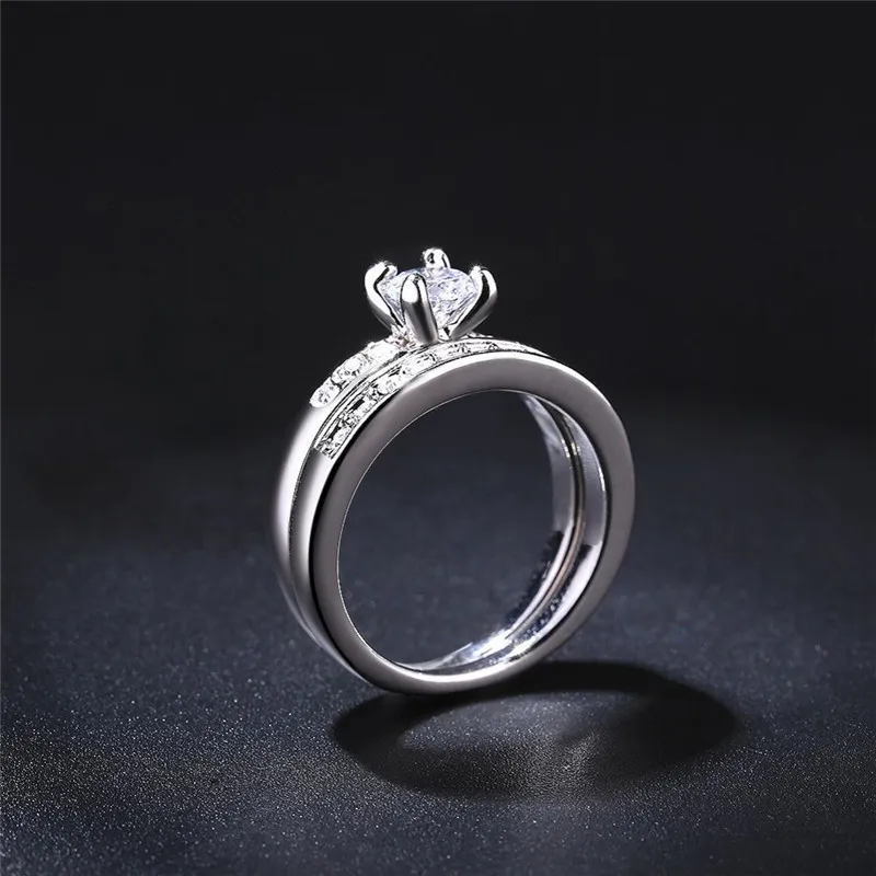 Обручальное кольцо Promise Ring мужские женские Белое золото Кристалл Кубический