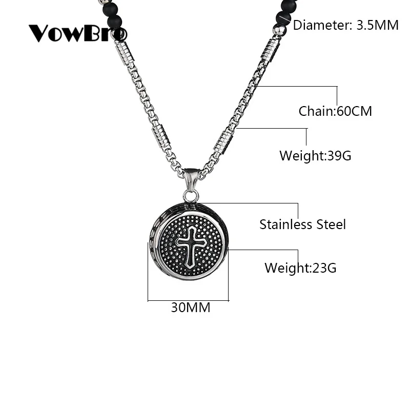 VowBro четки бусины длинная цепь ожерелья для мужчин и женщин двойной католический