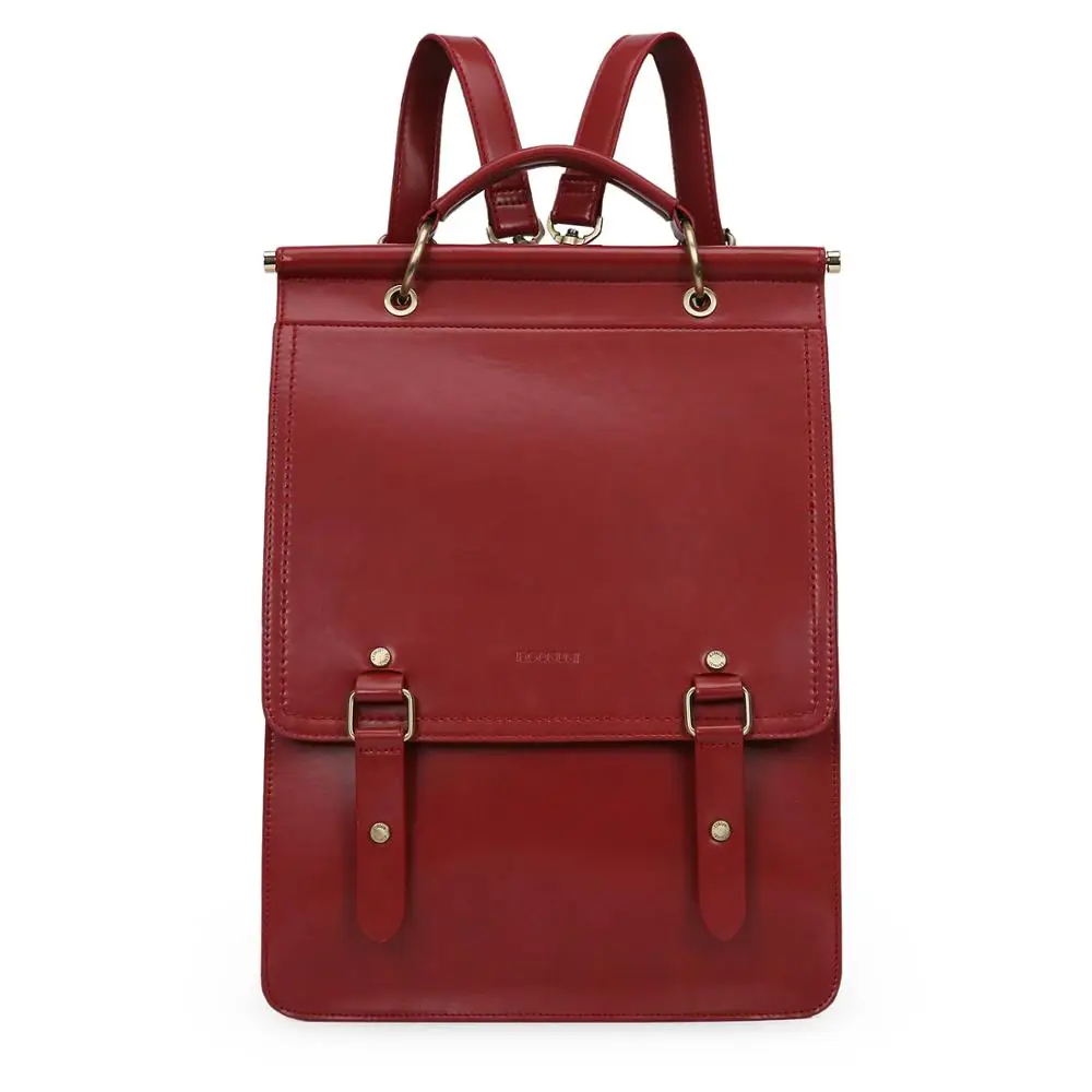 Red ECOSUSI 15,9 'рюкзак женская сумка PU Школьный Рюкзак Для Подростка ремень дорожный рюкзак женский большой размер рюкзак - Цвет: Red