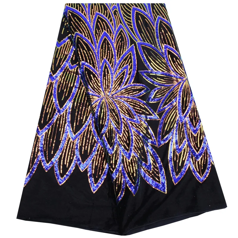 Высококачественная кружевная ткань с блестками Африканский бархат и вышивкой