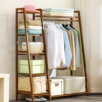 simple clothes rack solid wood bedroom floor hanging clothes rack cabinet clothes bag home simple modern