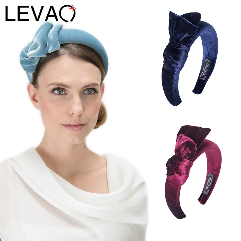 LEVAO, Золотая Бархатная головная повязка с узлом, с подкладкой, в богемном стиле, новинка, бант, ободок, тюрбан, для женщин, девочек, аксессуары для волос, обруч для волос