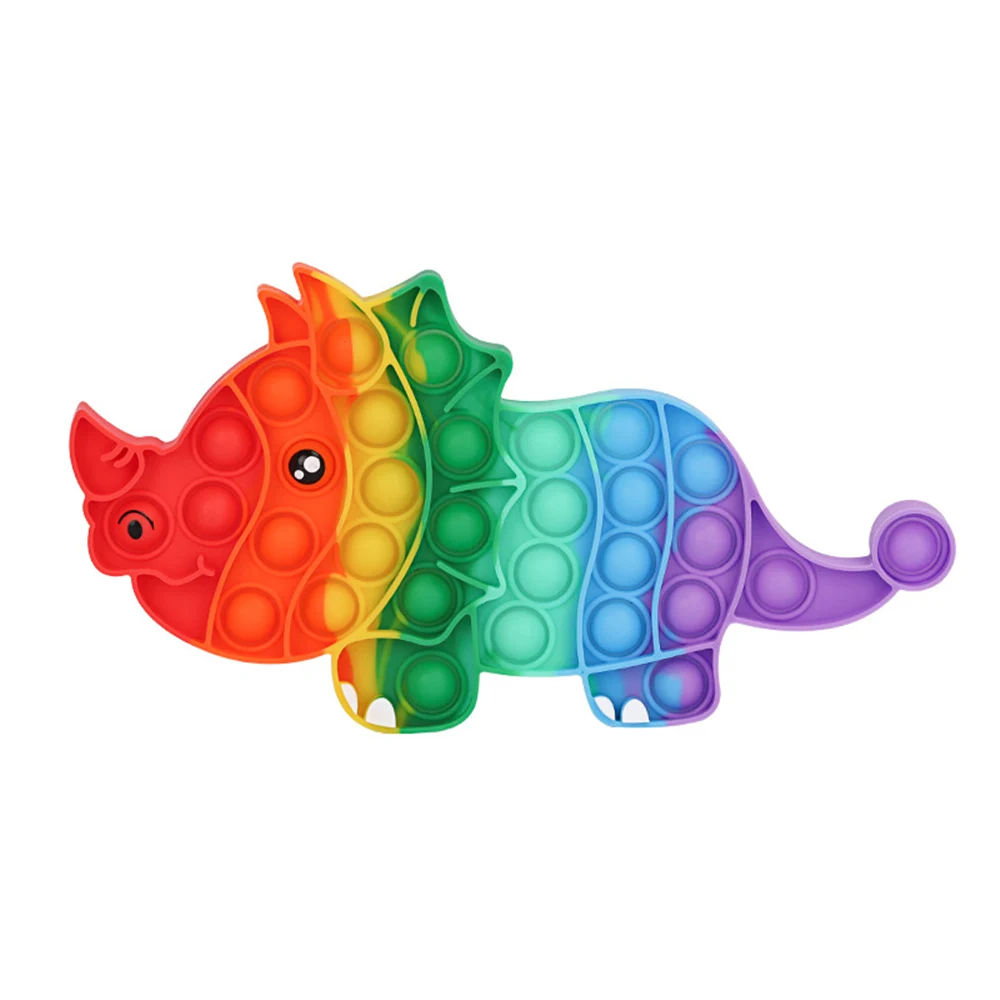 

Rainbow Triceratops Animal Simple Fidget Toy Push Bubble Stress Sensory Toy Relief Anti-stress Hand Game Toys for Children Adult